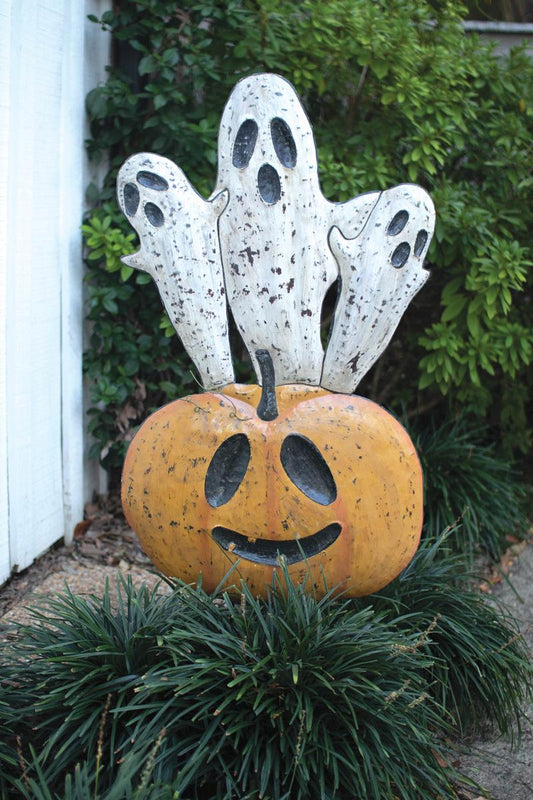 Jack-O-Lantern and Ghost Yard Art