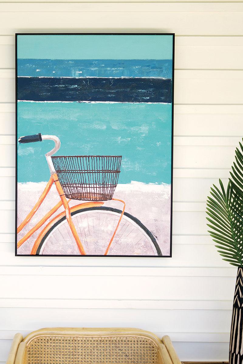 Bicycle Oil Painting with Black Frame