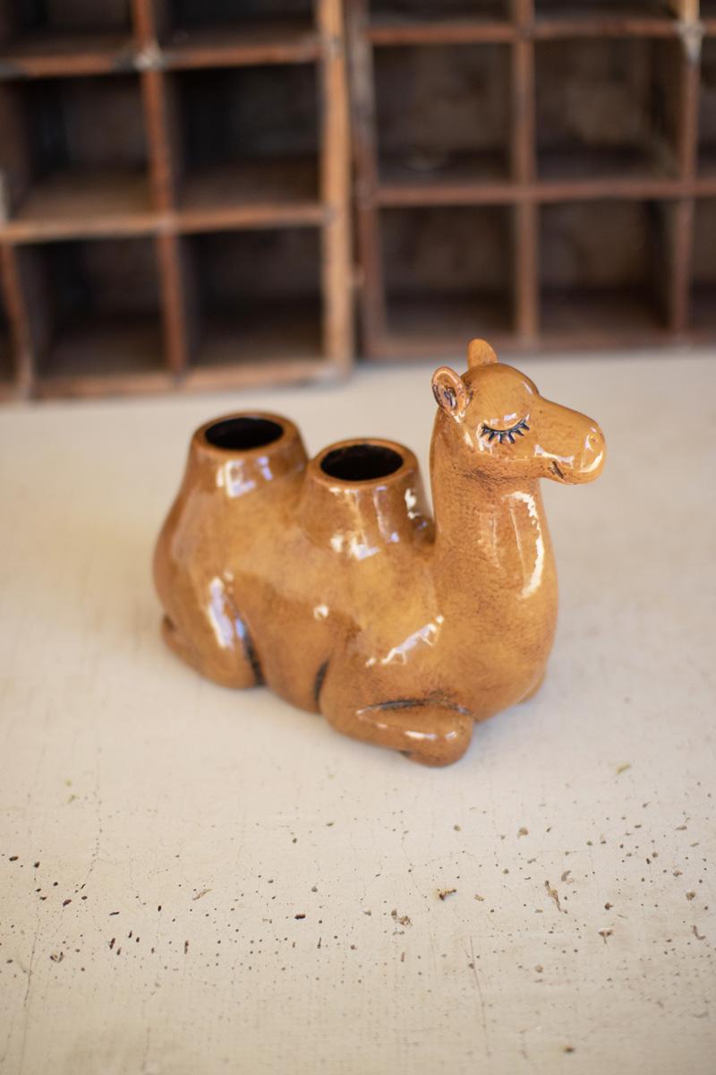 Brown Ceramic Camel Planter