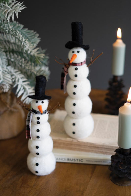 Set of 2 Felt Snowmen