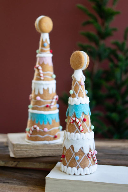 Set of 2 Felt Gingerbread Christmas Trees