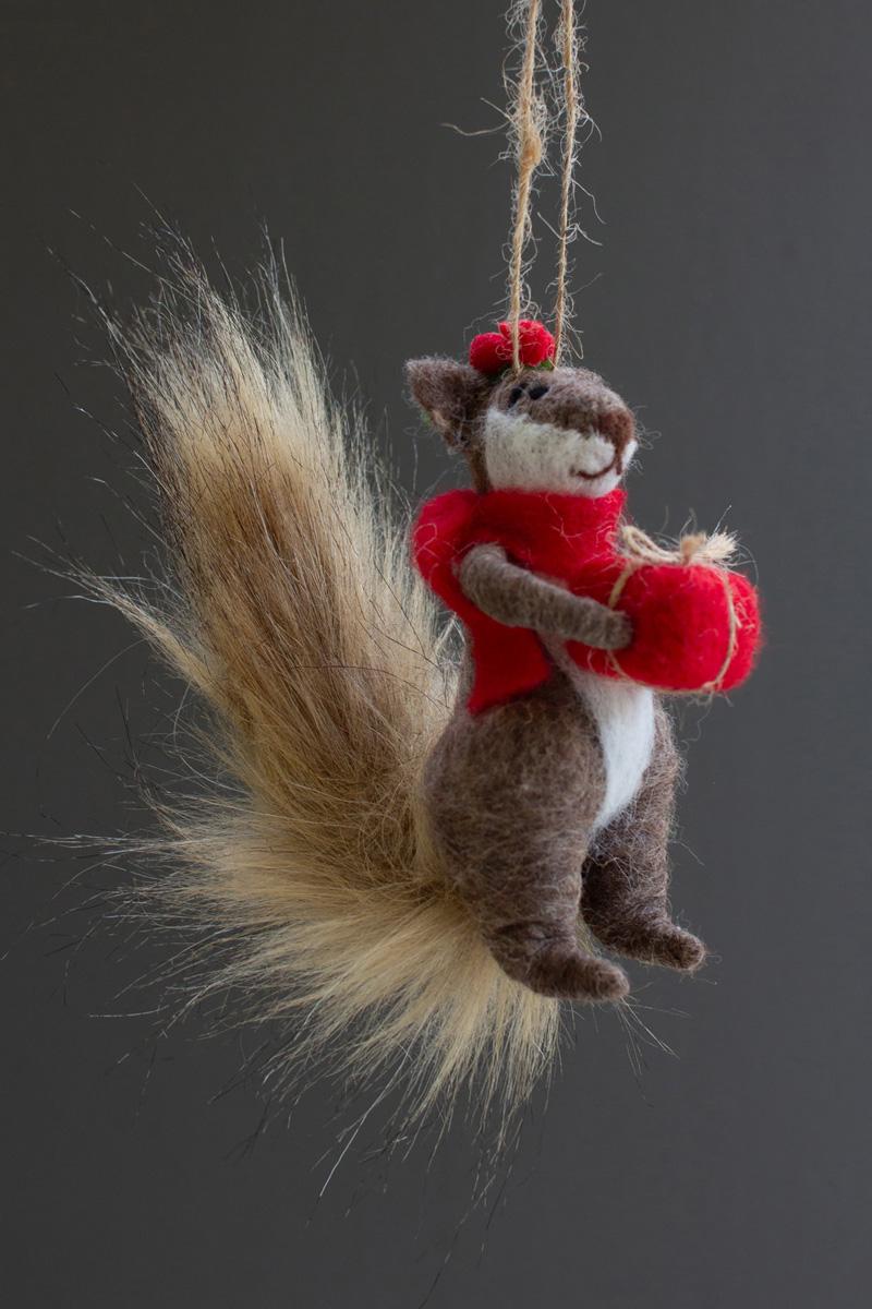 Set of 2 Felt Christmas Squirrel