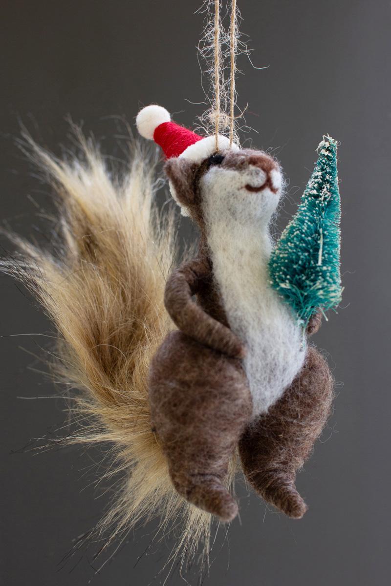 Set of 2 Felt Christmas Squirrel