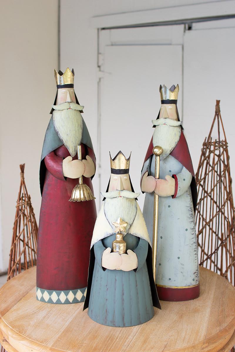 Set of 3 Painted Metal Kings