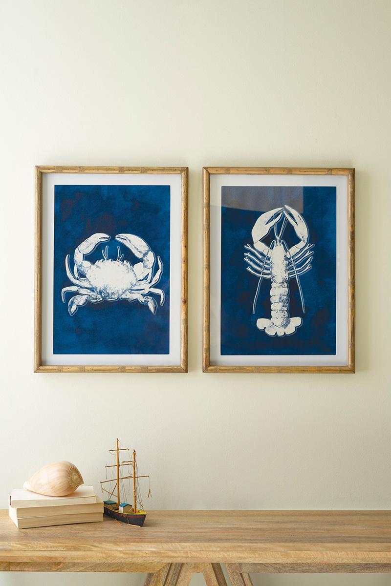 Set of 2 Crustation Prints Under Glass