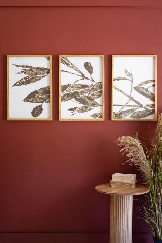 Olive Branch Triptych Prints with Mat under Glass