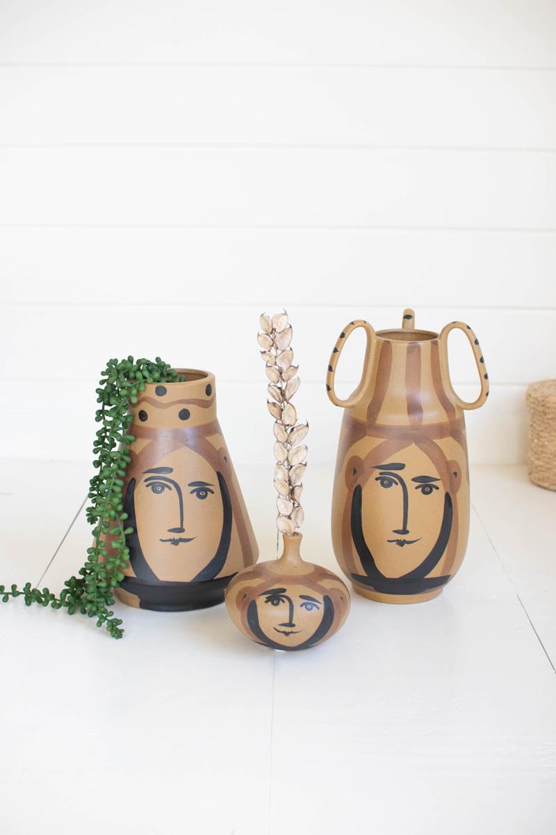 Ceramic Face Vase with Handles