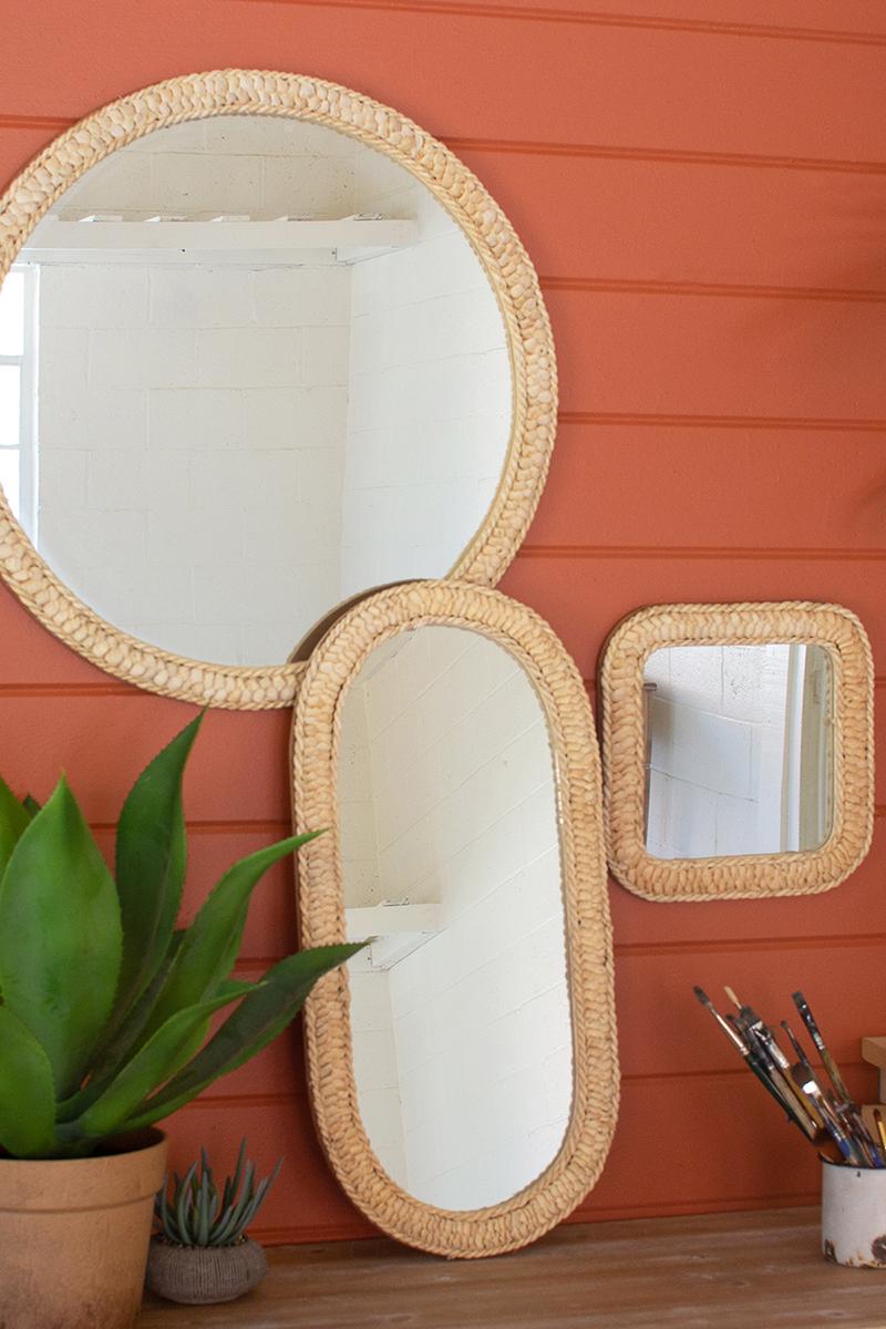 Set of 3 Seagrass Mirrors