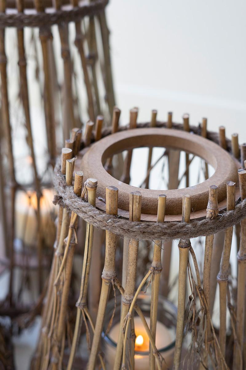 Set of 3 Natural Bamboo and Wood Lanterns