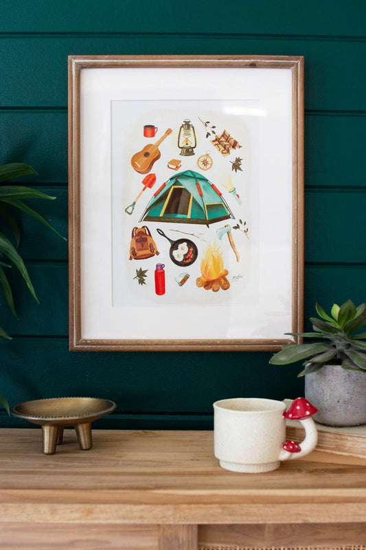 Framed Camping Print Under Glass