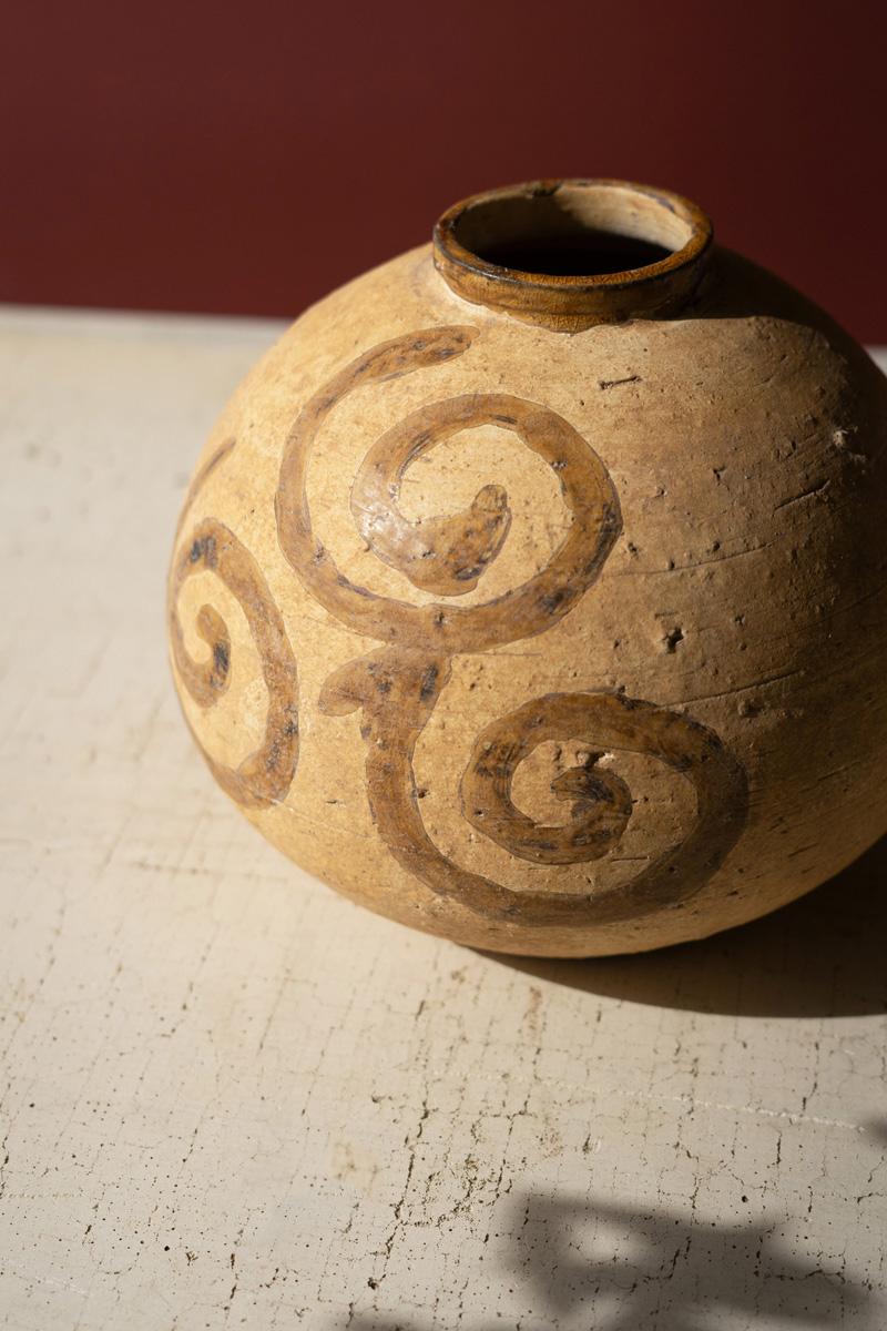 Natural Ceramic Urn with Tobacco Swirls