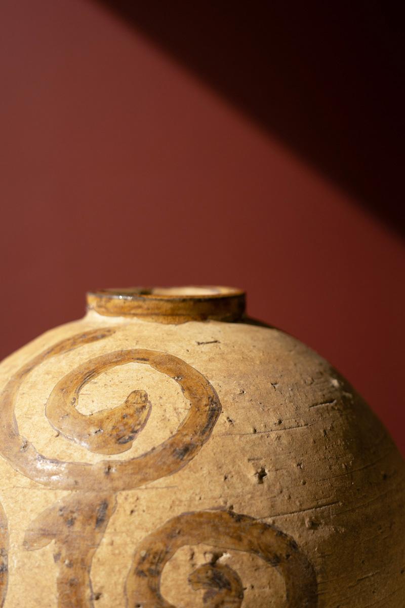 Natural Ceramic Urn with Tobacco Swirls