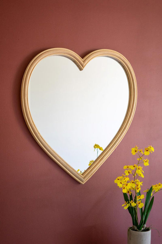 Wood Framed Heart Mirror