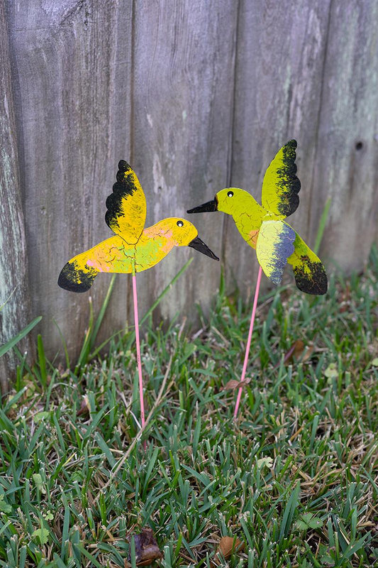 Set of 2 Hummingbird Yard Art