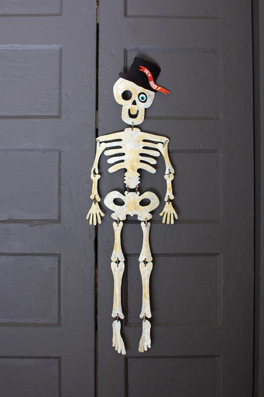 Painted Metal Skeleton Door Art