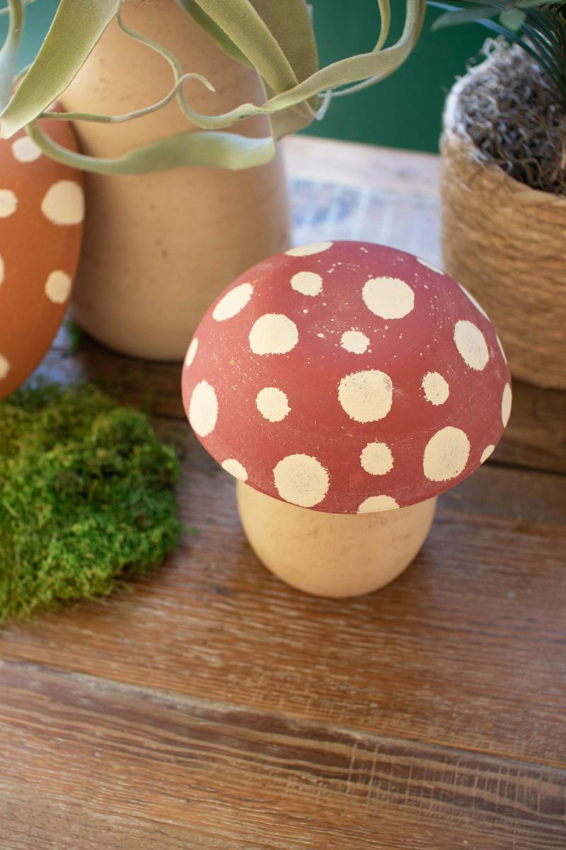 Set of 2 Clay Mushroom Canisters