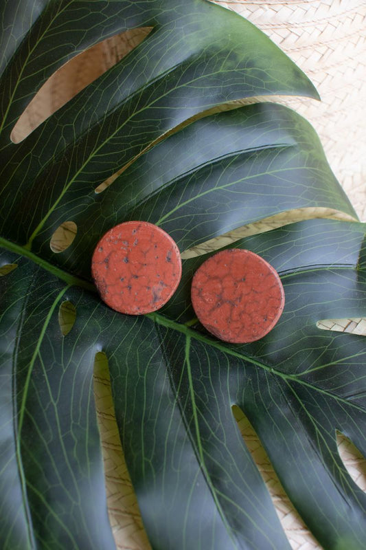 Round Clay Lenca Earrings \ Orange