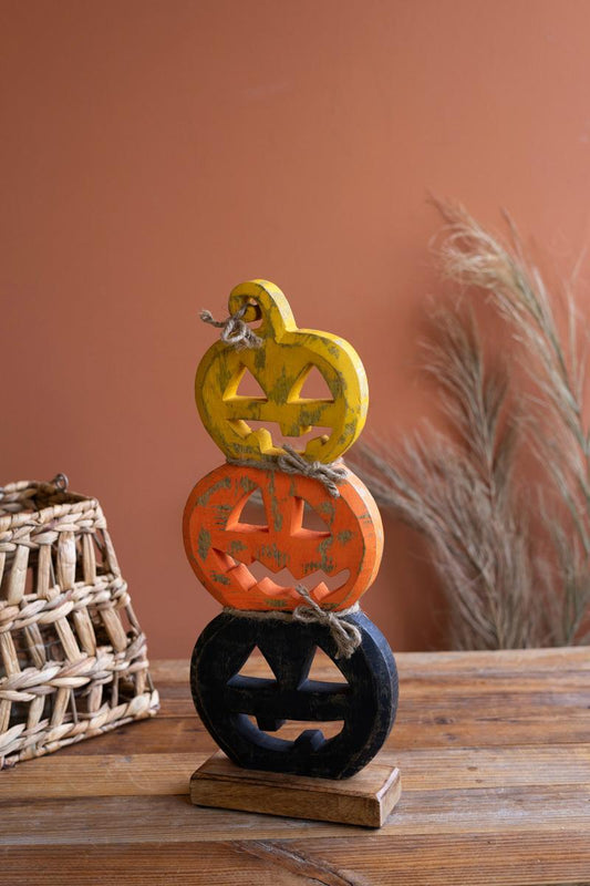 Painted Wooden Stacking Jack-O-Lanterns