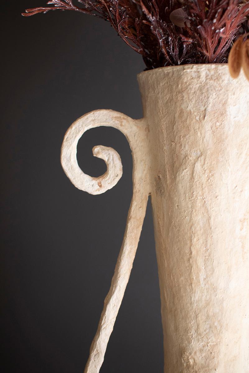 Tall Paper Mache Vase with Two Handles