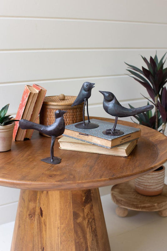 Set of 3 Black Antique Iron Birds