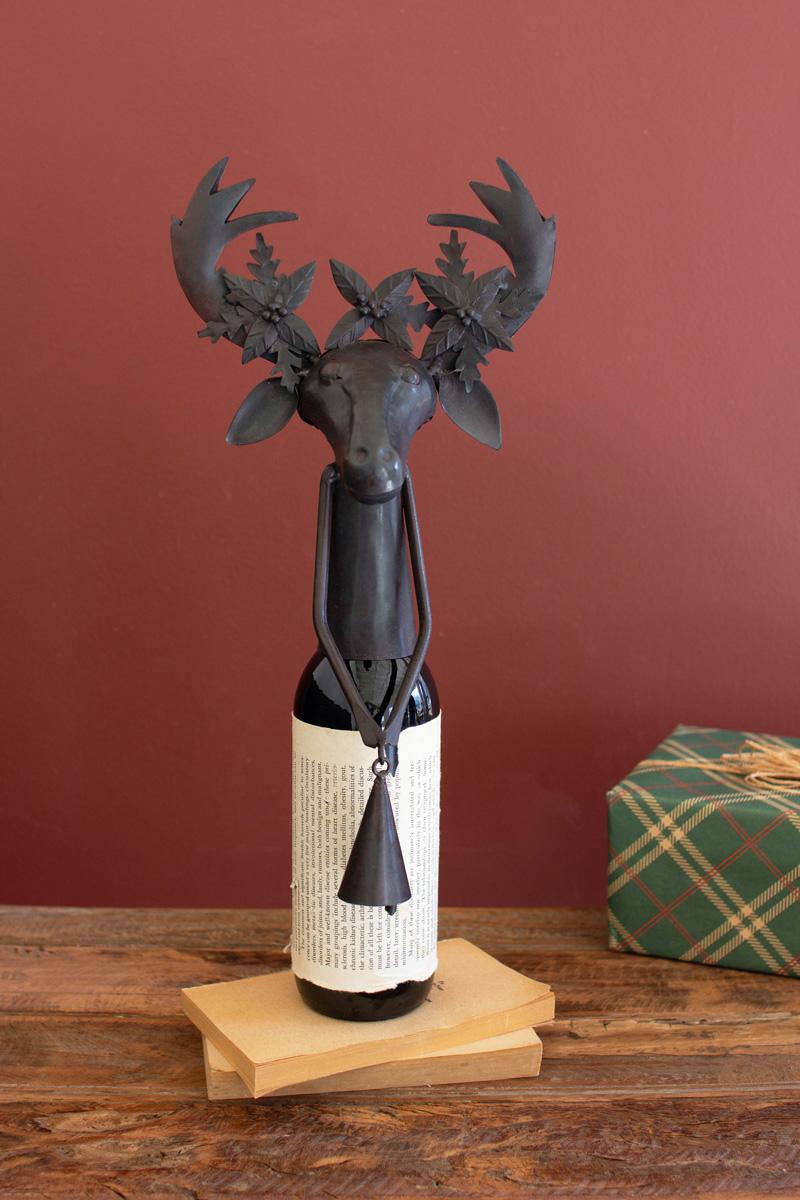 Black Metal Deer Wine Topper