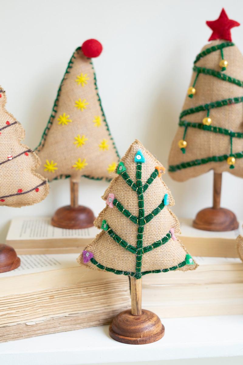 Set of 6 Felt Christmas Trees