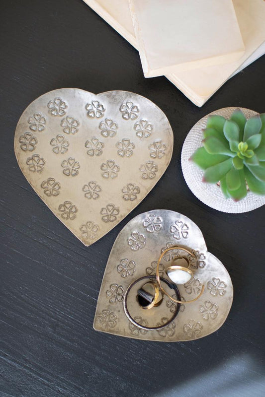 Set of 2 Metal Heart Bowls