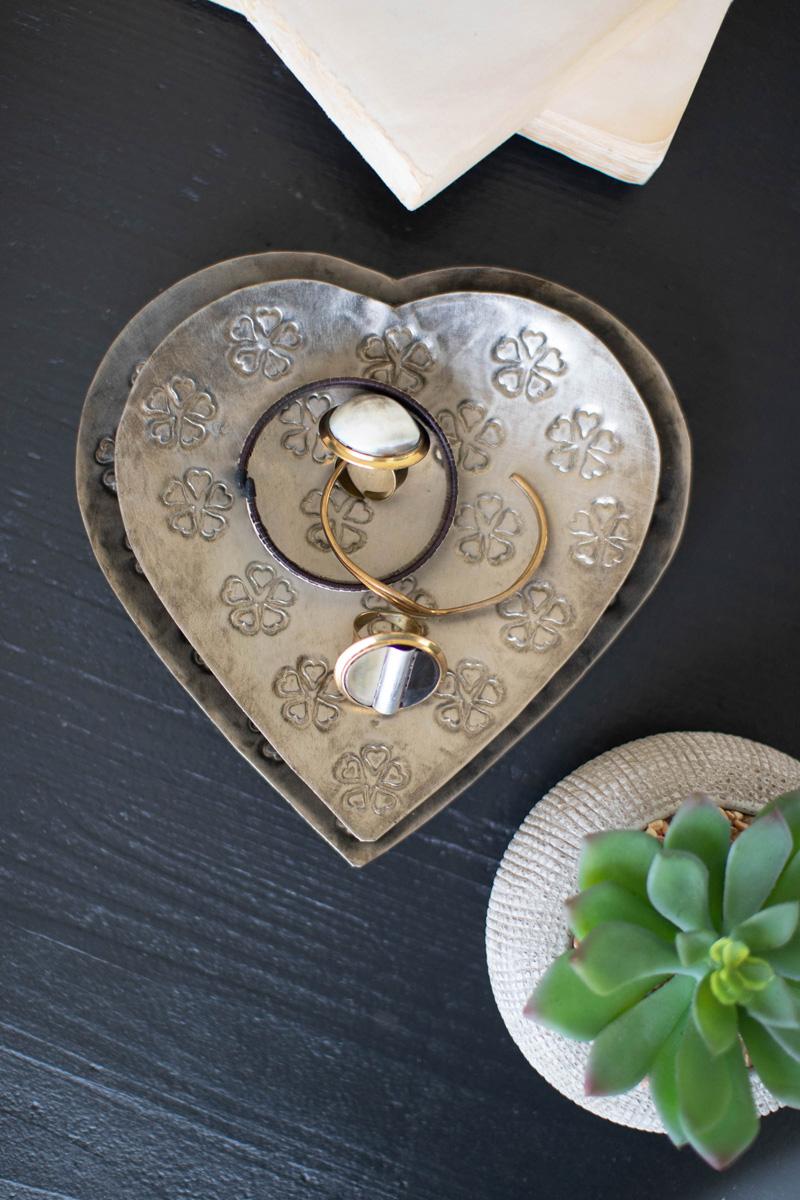 Set of 2 Metal Heart Bowls