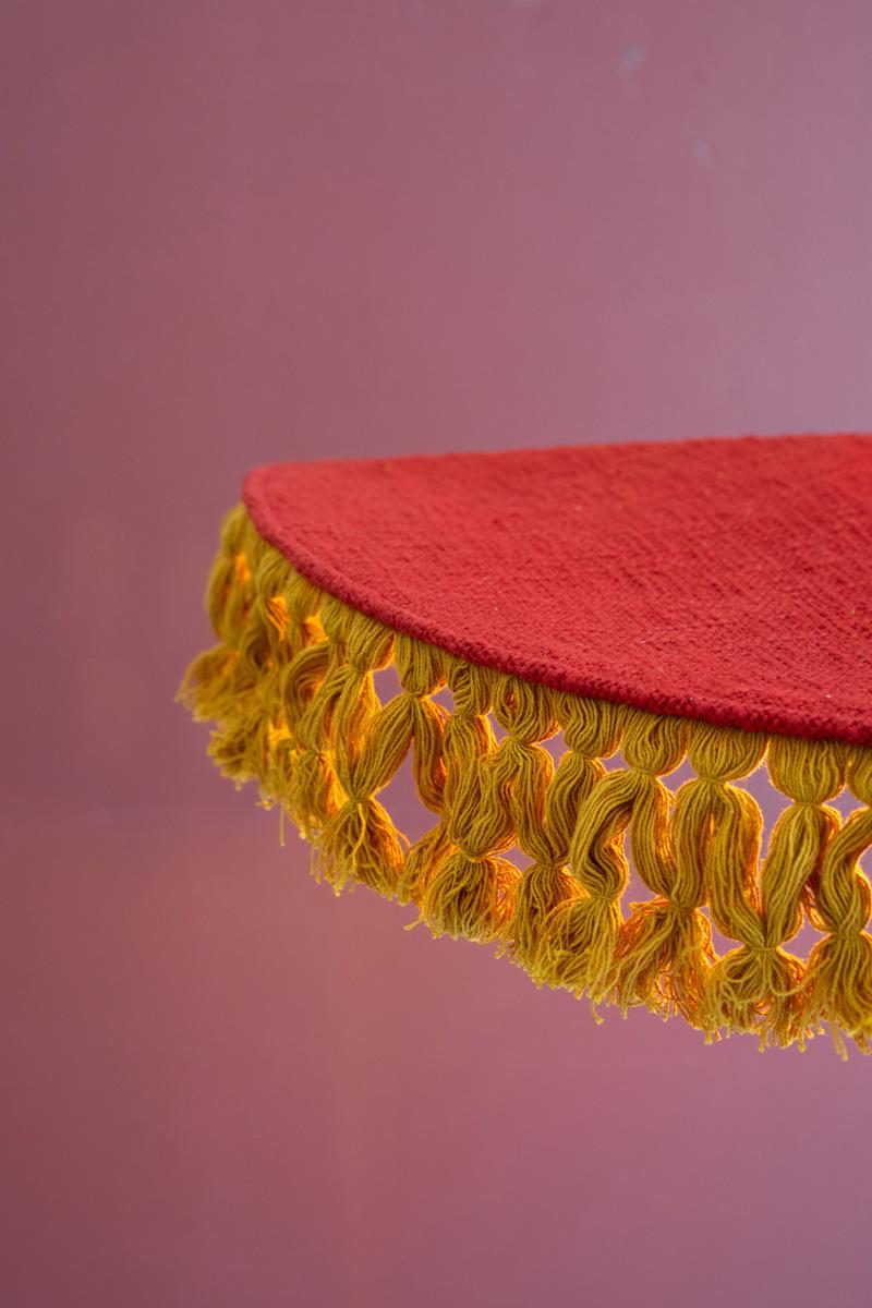 Red Cotton Pendant Light with Fringe