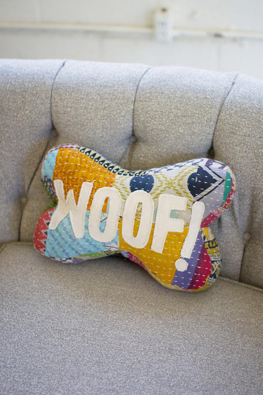 Woof Kantha Bone Pillow