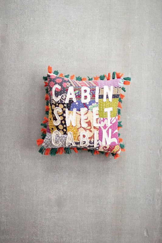 Cabin Sweet Cabin Kantha Pillow